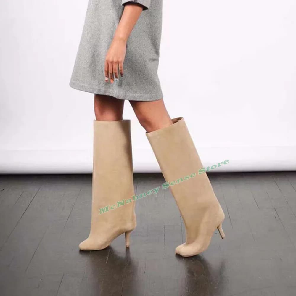 Women's Fashion Designer Women's Winter Shoes Slip On Mid-Silk New
