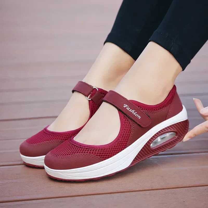 Women's Fashion Breathable Mesh Wedge Shoes Casual Mesh Outdoor Sport Running Sneakers Signed 2024