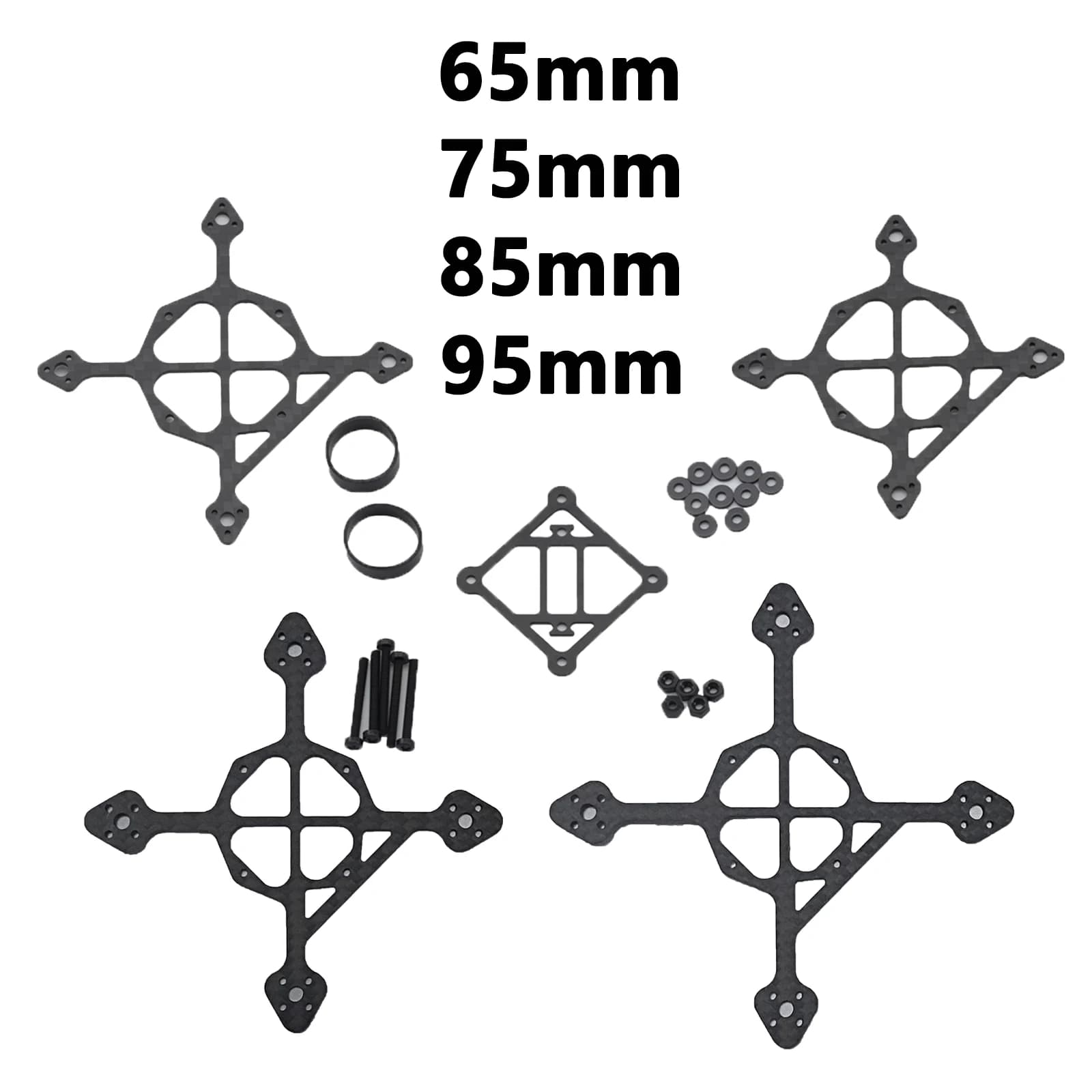 3K Carbon Fiber Lower Plate Frame Kit, 65mm 75mm 95mm, for Mini Drone RC FPV Racing Quadcopter Toothpick Whoop 3-8g