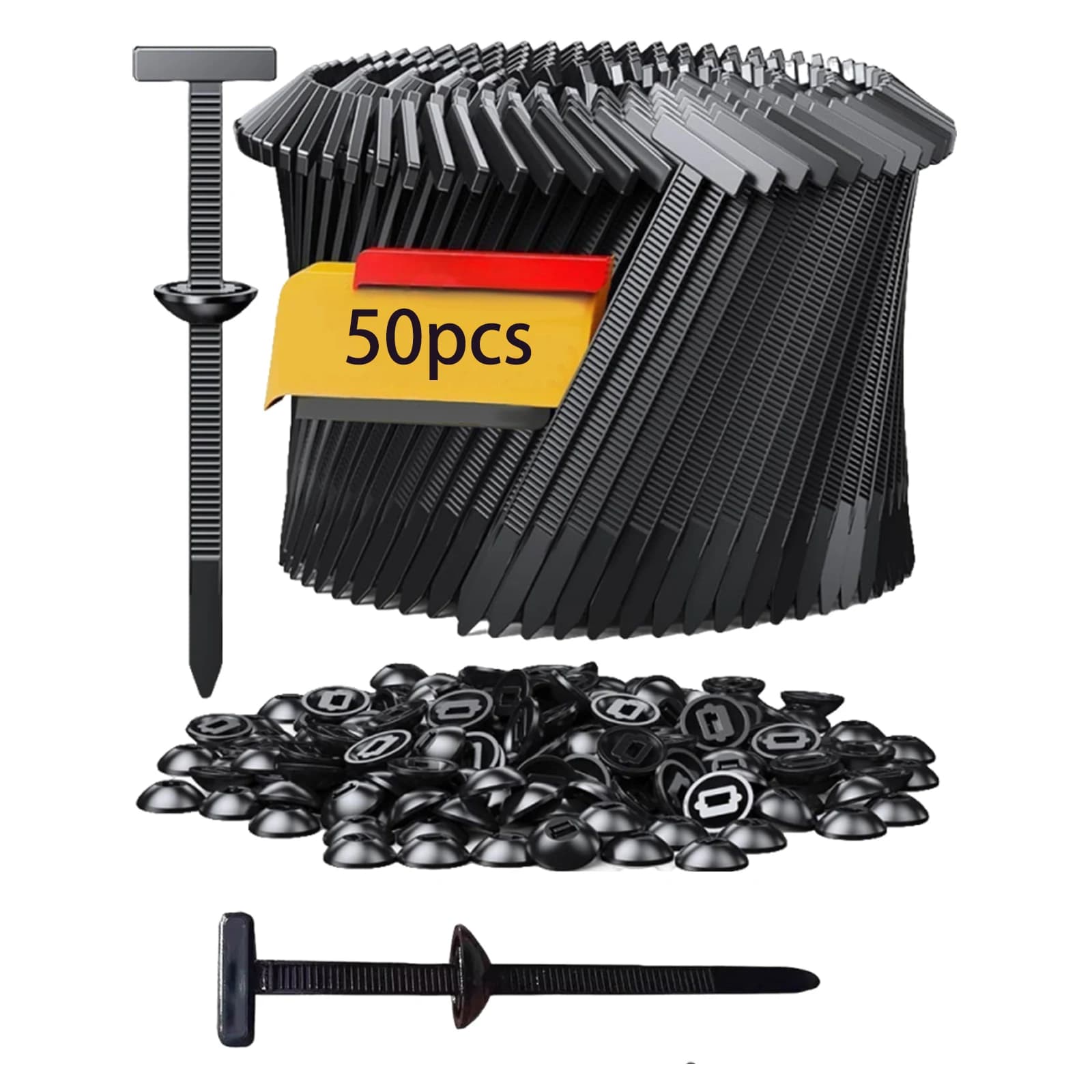 50/100/150/200 pz. Fascette stringicavo universali in plastica con design a perno e bottone, strumento per carrozzeria auto e fissaggio quotidiano
