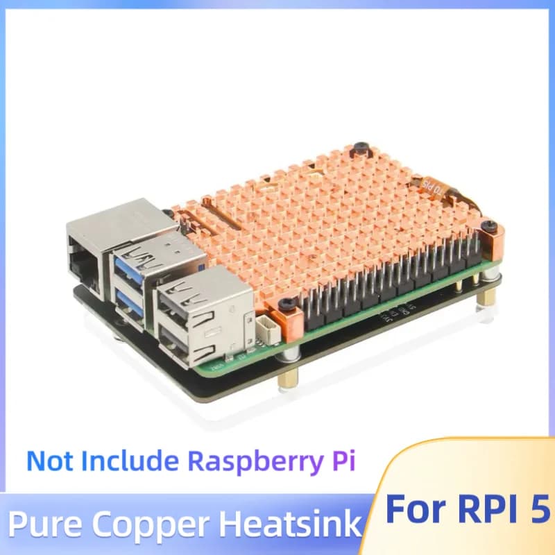 Pure Copper Heat Sink Metal Case Raspberry Pi 5 passive cooling case for 3mm ultra-thin copper radiator for Raspberry Pi 5