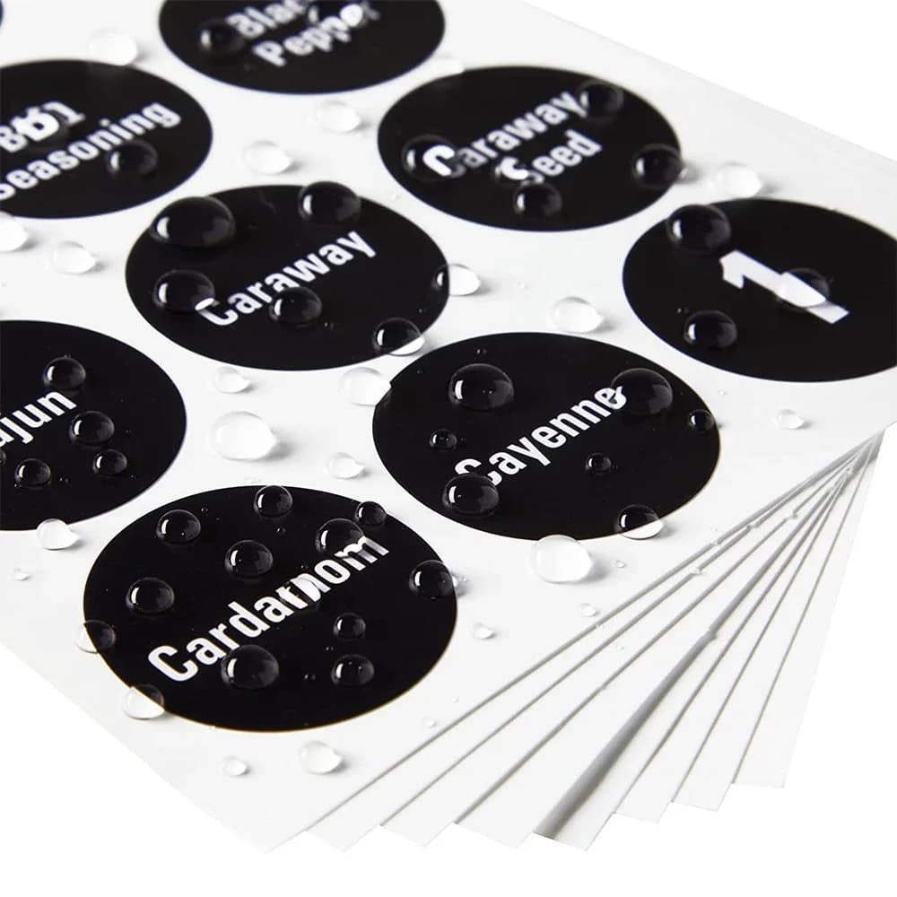 Set di 8 Fogli di Etichette Adesive per Barattoli di Spezie, Adesivi per Conservazione Alimenti, Etichette per Spezie da Incollare su Lavagna, Diametro 3,8 cm, Adesivi in PVC