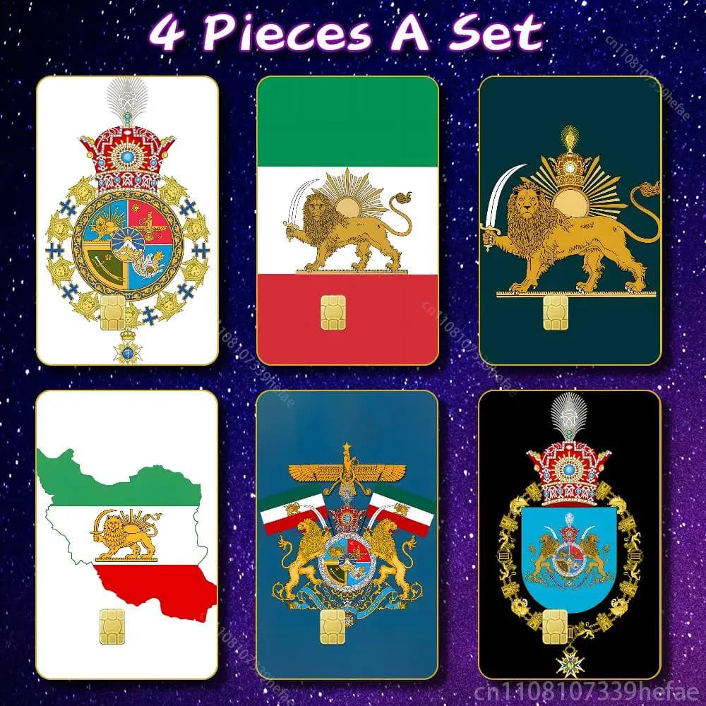 Adesivi HD con Stemma Imperiale dell'Iran, Decalcomanie per Carte di Gioco, Antigraffio per Carte di Credito e Debito con Chip Piccolo e Grande