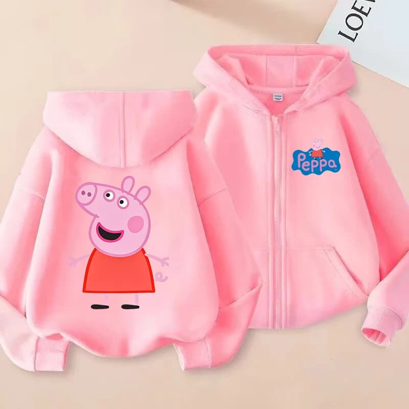 Felpe con Cappuccio e Zip per Bambini Peppa Pig, Abbigliamento Casual a Maniche Lunghe Stile Harajuku, Regalo 2026
