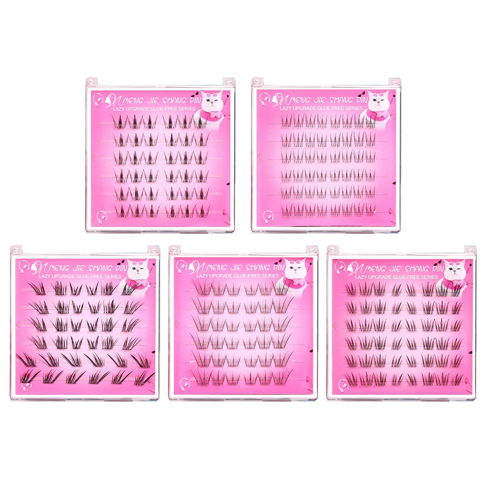 Fox- Eye manga Cluster di ciglia finte Lunghezza mista Nero naturale C Curl Ciglia alate Ciglia quotidiane Accessori per il trucco