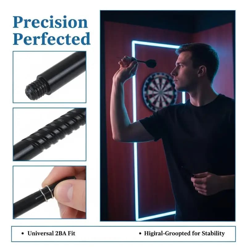 Aste per Freccette in Nylon da 48mm con Filettatura 2BA, 50 Pezzi, Include Anelli di Protezione Sicuri per Freccette Professionali con Punta Morbida