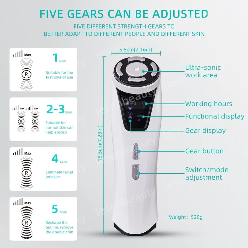 Nuovo EMS Mini HIFU Macchina per la bellezza del viso Elettrico Multifunzionale Lifting del viso Stringere la rimozione delle rughe Massaggiatore per la cura della pelle LESEN V