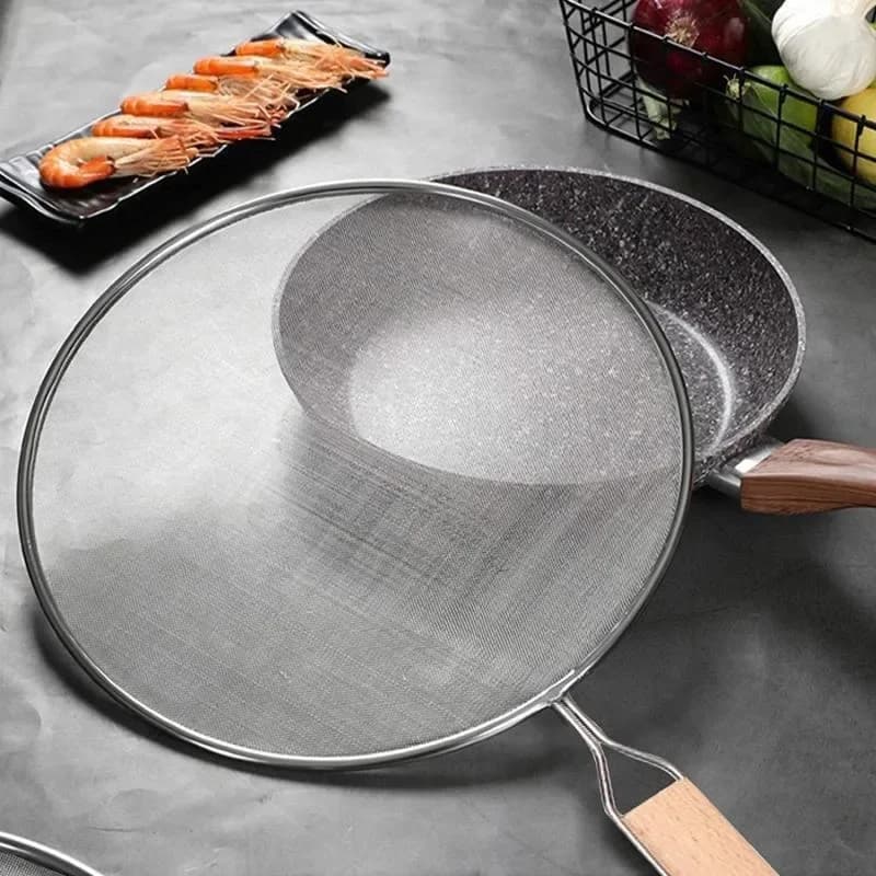 Stoviglie Splatte padelle in acciaio inox grasso olio Guard cottura Splash Protection coperchio