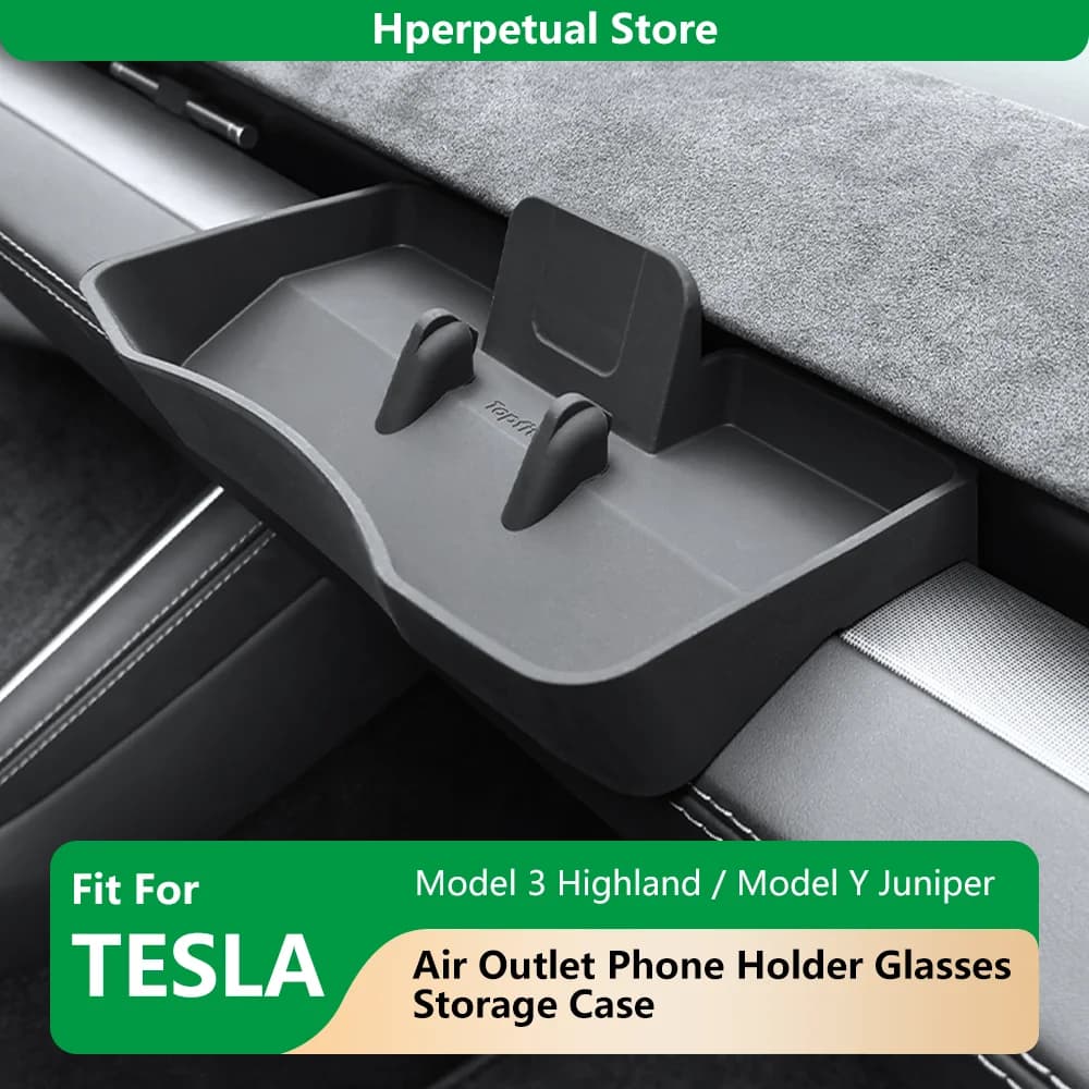 Supporto per telefono da bocchetta dell'aria, porta occhiali in silicone per Tesla Model 3 Highland Y Juniper 2025-2026, antiscivolo, decorazione interni auto