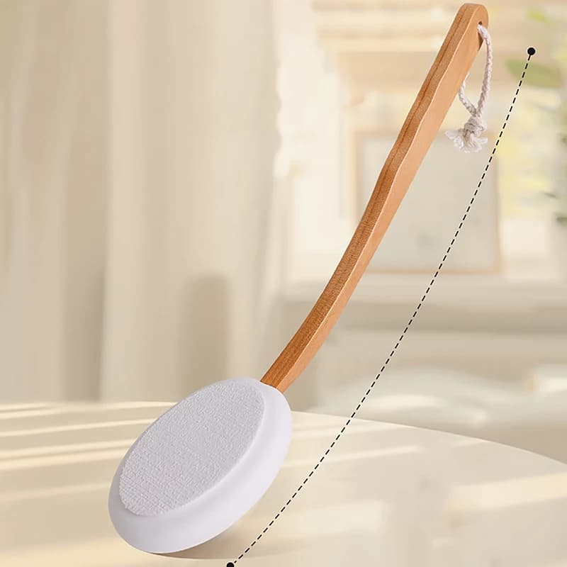 Body brush with long handle, shower scrubber, multifunction applicator for solar protection, body cleaner with long handle, shower brush