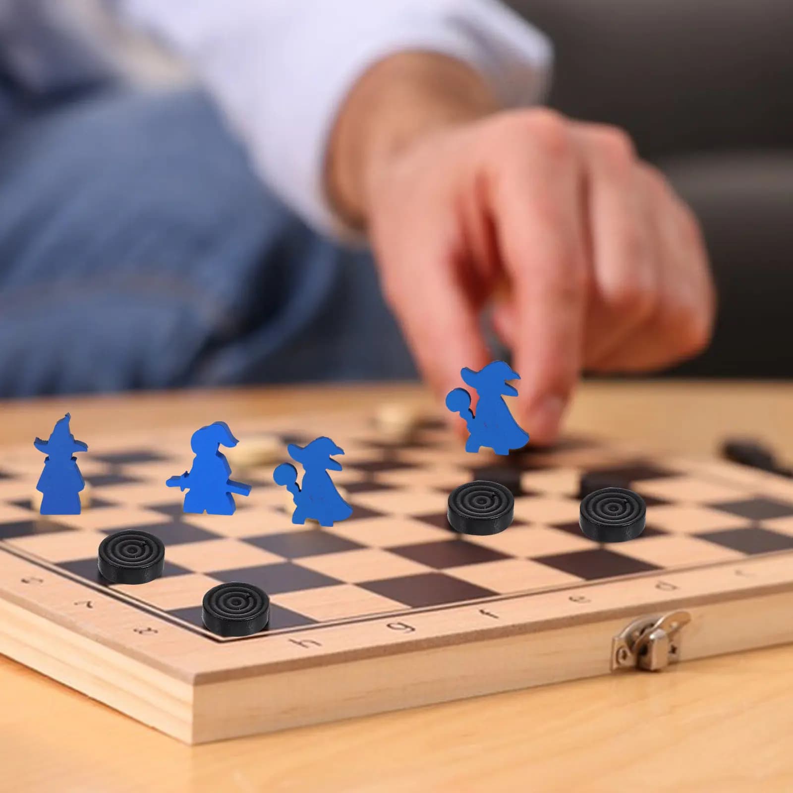 10 pezzi di scacchi in legno dal design liscio, accessori per giochi da tavolo, set di ricambio leggero, educativo per il pensiero logico