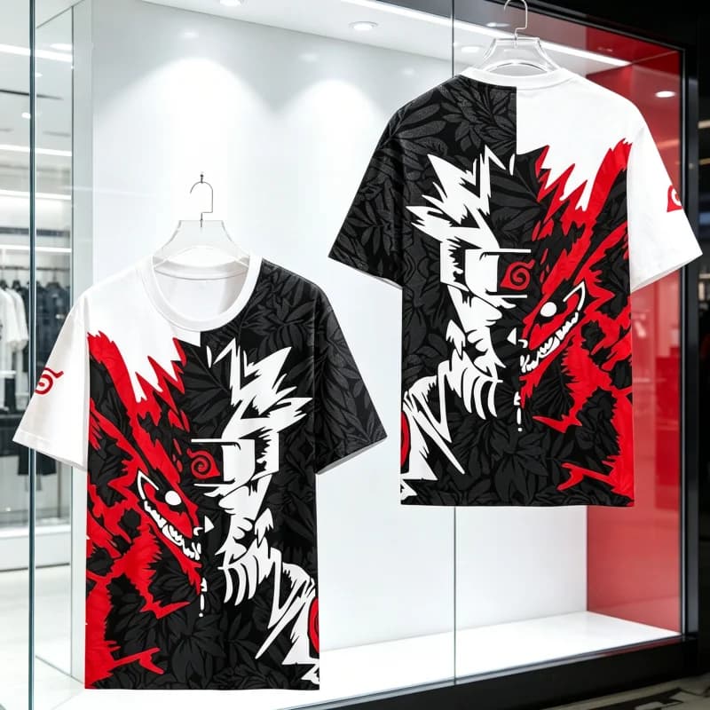 2026 Selling Japanese Anime Naruto T-shirt, Short Sleeved Role-playing Clothing, Summer Outdoor Running Sportswear Beach Surfing