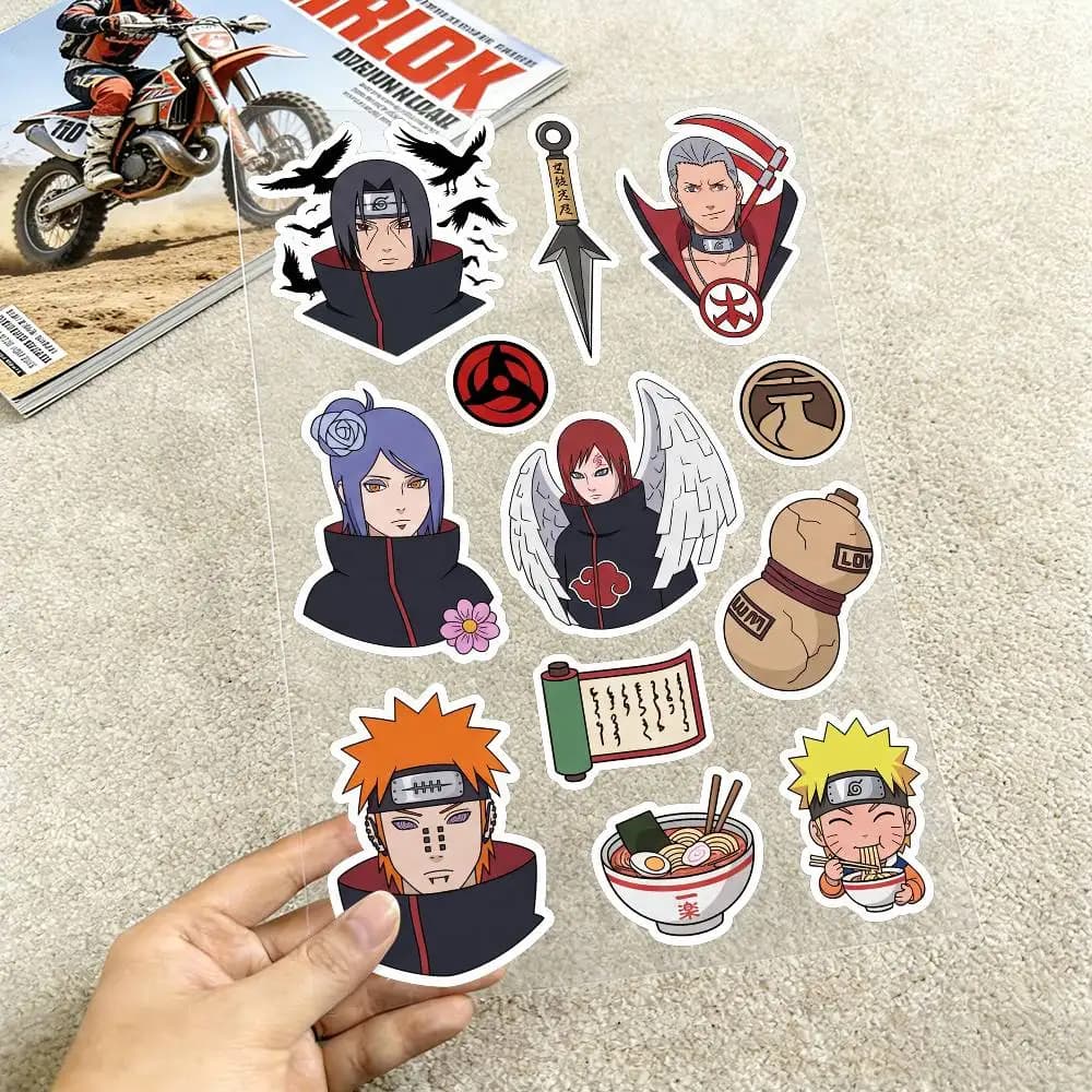 Poster NARUTO Adesivi riflettenti per moto, decalcomanie in vinile impermeabili per casco moto, serbatoio carburante, bici