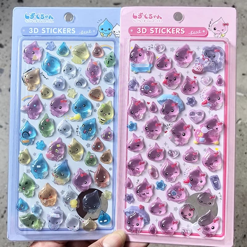 Adesivi Kawaii a forma di goccia d'acqua, Adesivi per unghie a cartone animato, Adesivi trasparenti per custodie del telefono, Materiale per scrapbooking, Regalo di compleanno per amici