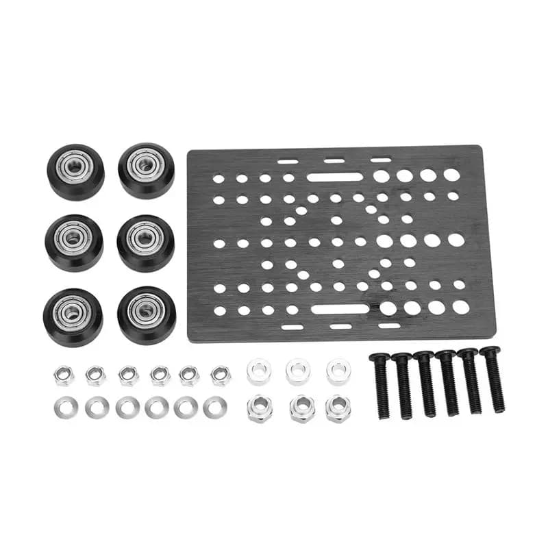 Set of 2 Gantry V-Slot 20-80mm Plates with V-Slot Solid PMS Wheel Kit for Profiles, CNC Machine Components, 3D Printers Parts - ABQU