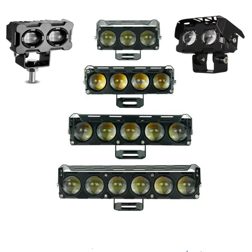 Fari LED per Moto, Luci Fendinebbia Bicolore per Auto, Camion, SUV, Faro con Mini Lente, Luce di Guida, Accessori per Moto