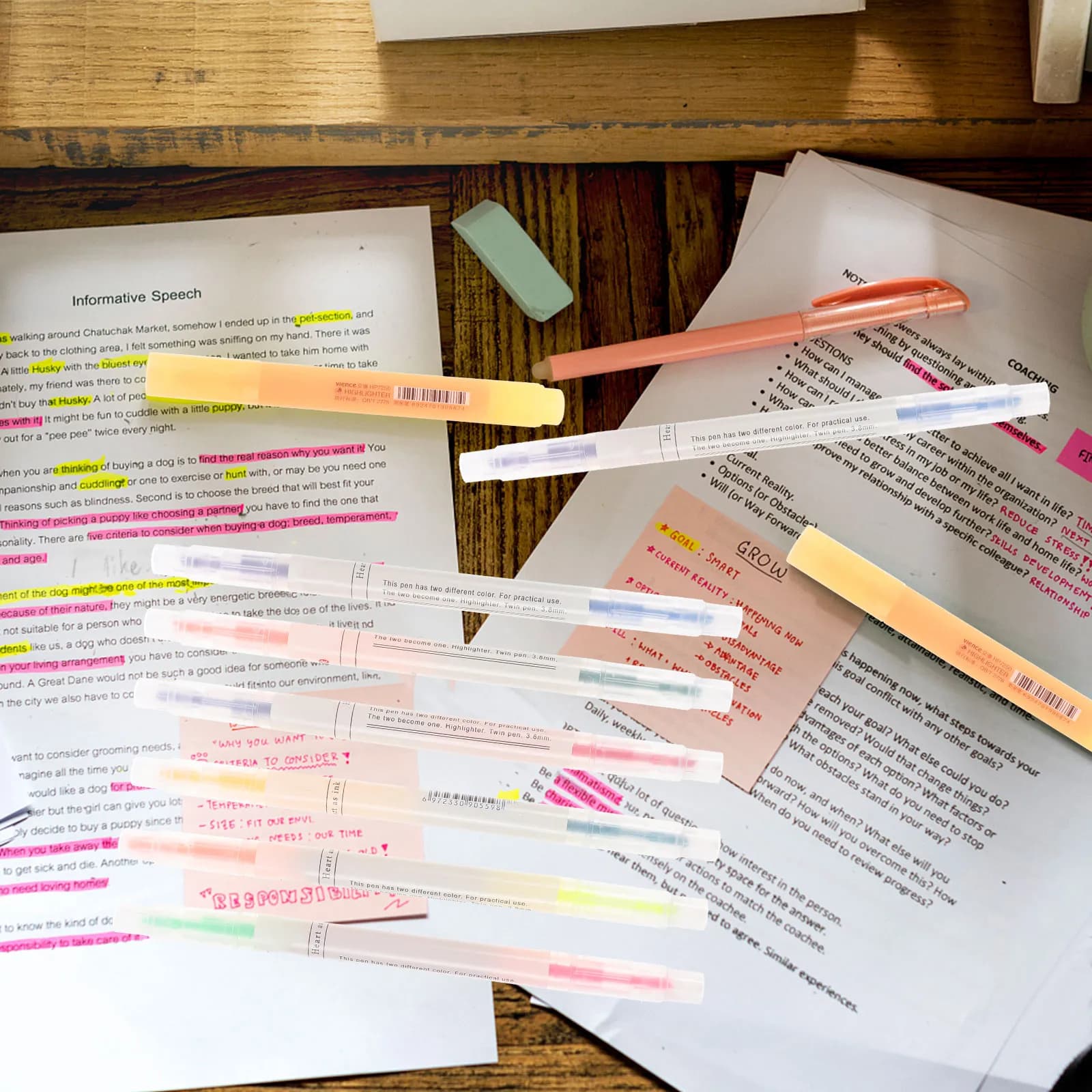 6 pezzi di evidenziatori accattivanti, piccoli segnalibri per studenti, materiale scolastico, segnalibro portatile per scrapbook, uso quotidiano, compatto