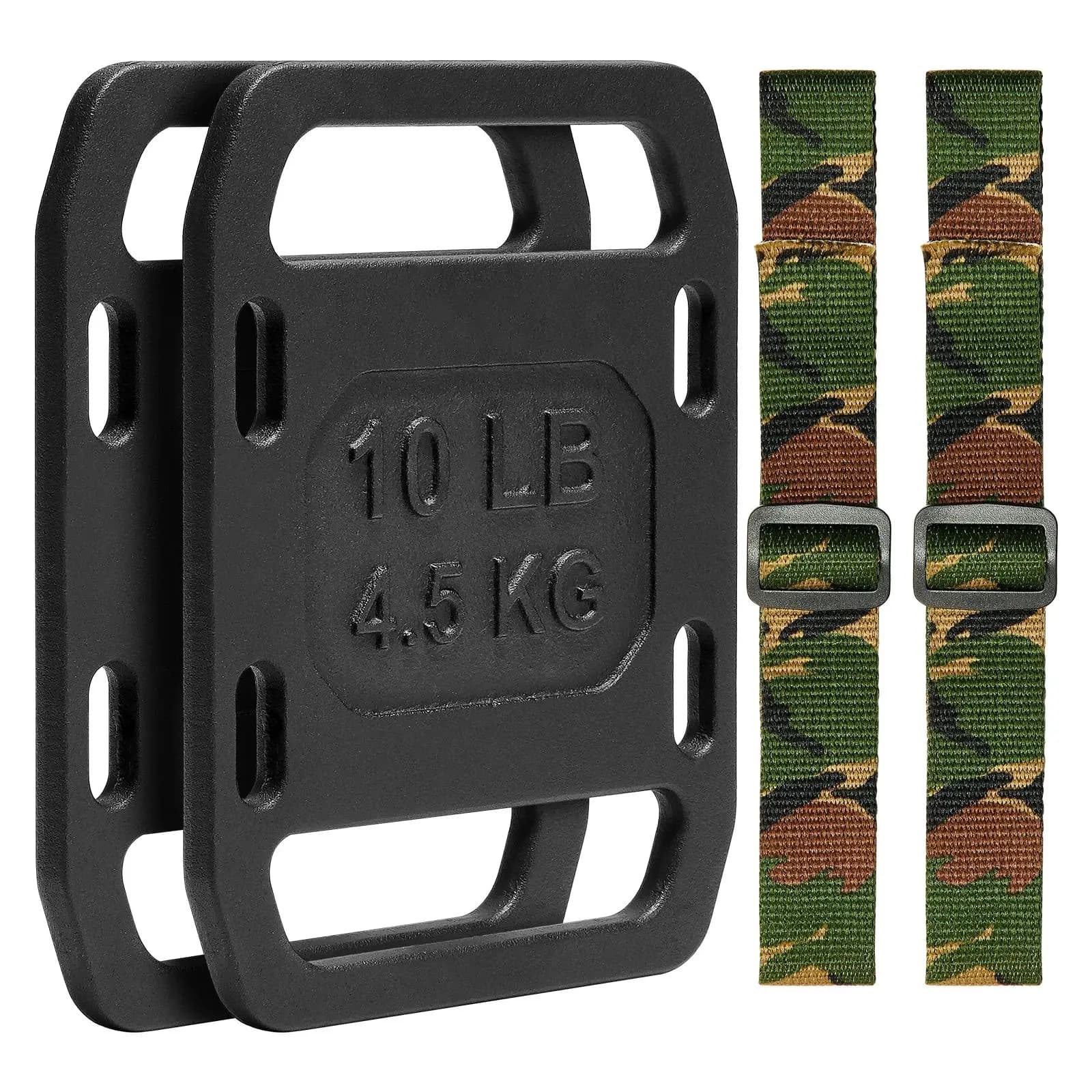Cast Iron Ruck Weights, 10LB Pair Ruck Plate, Weighted Weights for Rucking, Adjustable Ruck Plate with Straps, for Rucking