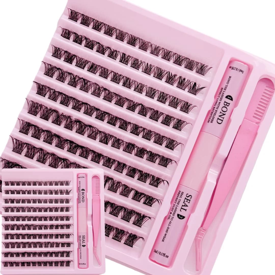 1 set of extensions for eyelashes, adhesive and sealing for fake eyelashes cat effect (glue and tweezers are shipped randomly)
