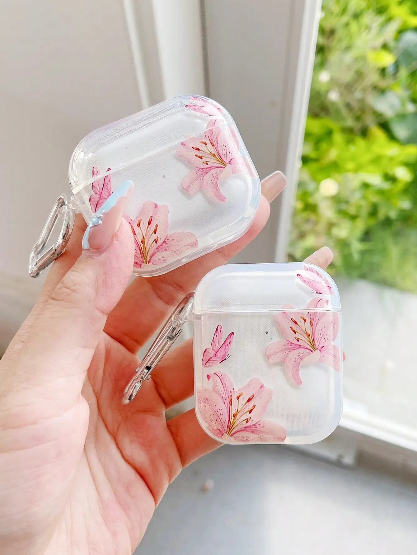 Flower, Lily Earphone Case, Butterfly Earphone Case, Transparent Earphone Case With 1 Earphone Case Hanger, Compatible With Wireless Earbuds Case, Youth Fashion Earphone Accessories, Suitable For Personal Use Or Gift