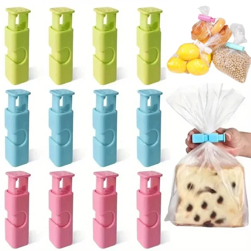 Reusable clip for food bags (packing 4) to seal snacks, chips and dry products to block freshness