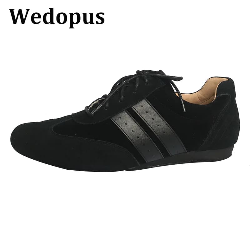 Wedopus Alex Line Scarpe da ginnastica da ballo Scarpe da ballo unisex con suola in pelle scamosciata Scarpe da ginnastica nere leggere per ballare da donna