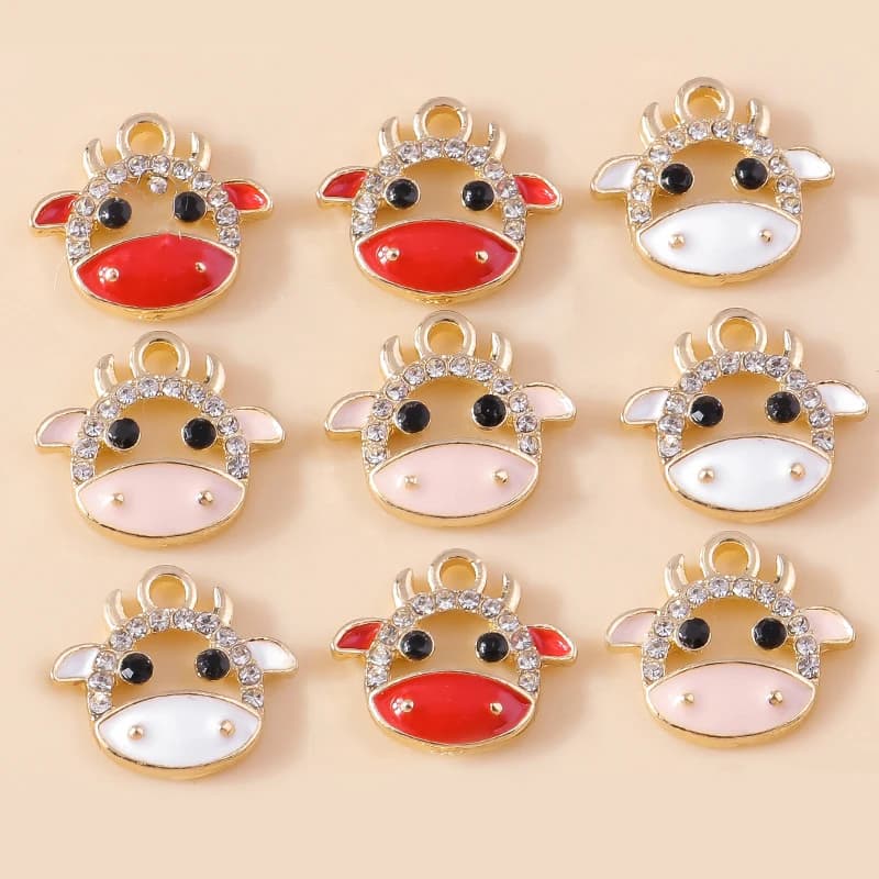 Leslie 10 ciondoli in cristallo di mucca da latte per gioielli fai da te, creazione di orecchini fatti a mano, ciondoli, collane, pendenti, accessori