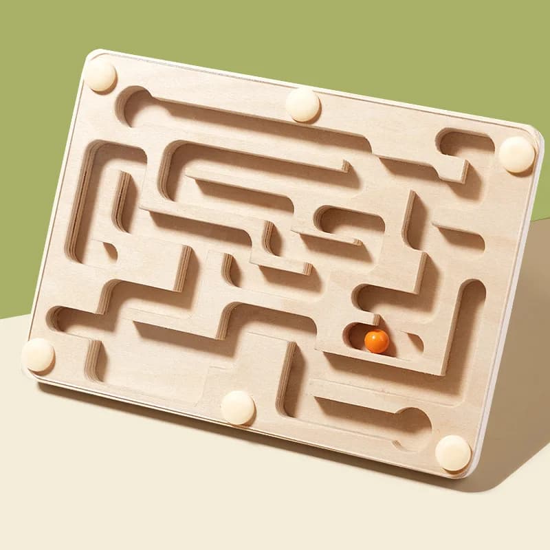 Piccolo labirinto di perline di equilibrio in legno, gioco da tavolo di bilanciamento, giocattolo per l'allenamento della messa a fuoco per bambini