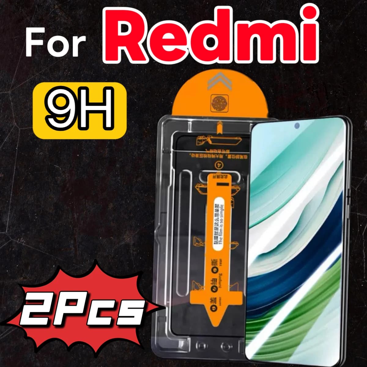 2 pezzi adatti per la serie Redmi pellicola in vetro temperato ad alta definizione protezione per lo schermo del telefono cellulare pellicola con un clic facile da installare