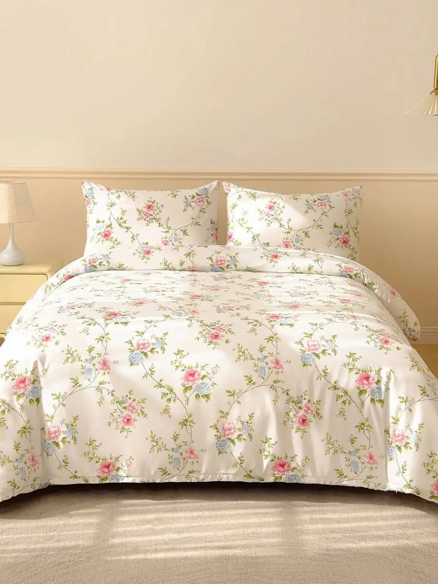 Floral Print Duvet Cover Set 3 Pieces Includes Duvet Cover And 2 Pillow Shams For Queen King Full Twin Beds