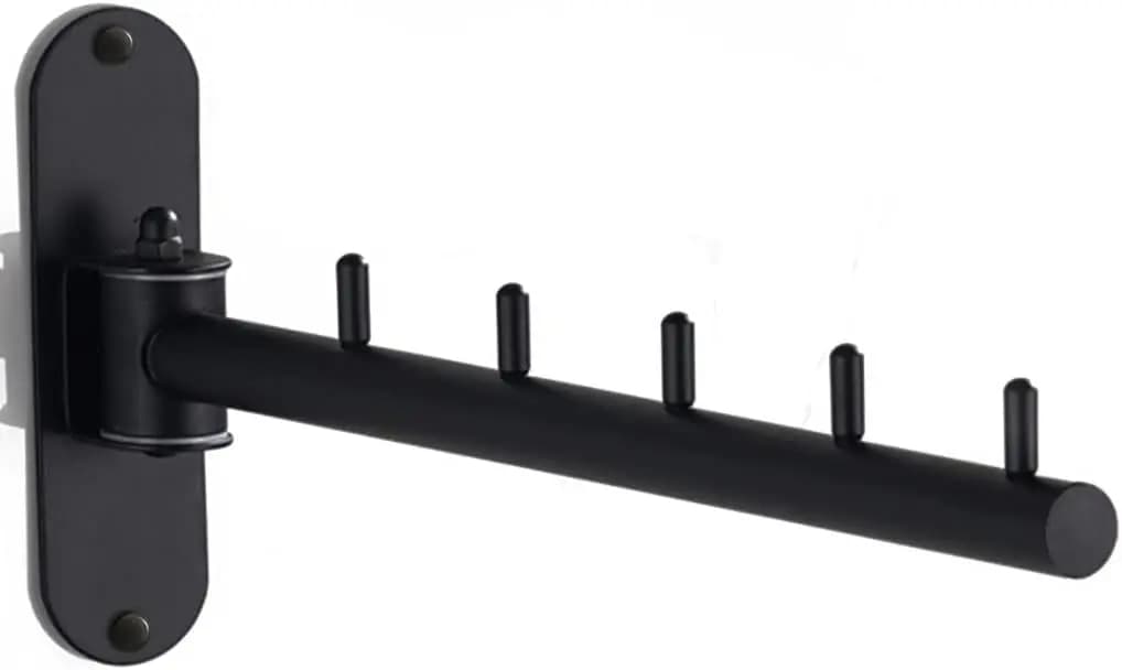 Appendiabiti da parete pieghevole con braccio oscillante, 180 ° Rotazione, acciaio inossidabile 304, per lavanderia (nero)