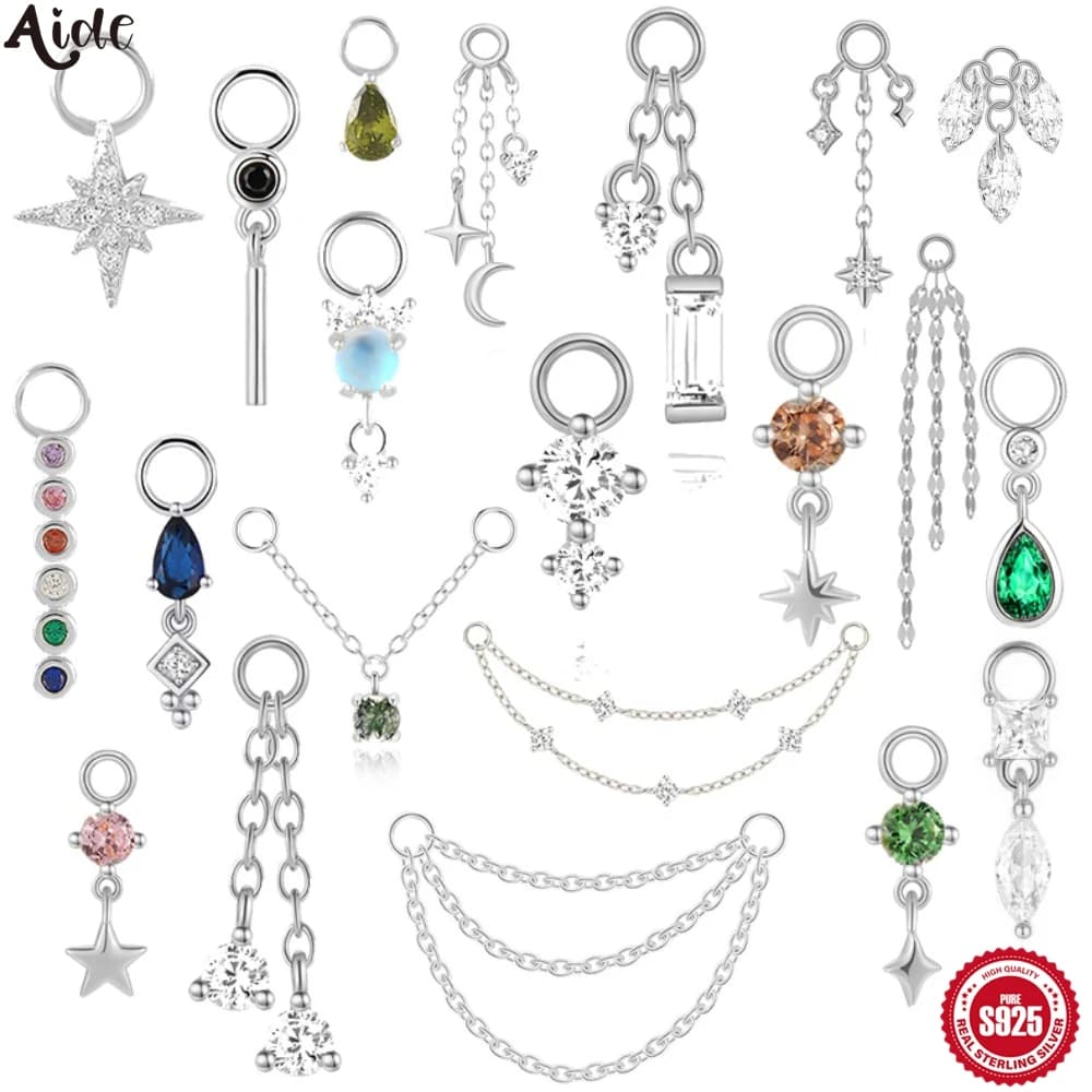 Aide Ciondoli con nappa Ciondolo opale fai-da-te per orecchini Collana Donne Ragazze Accessori per gioielli in zirconi squisiti in argento sterling 925