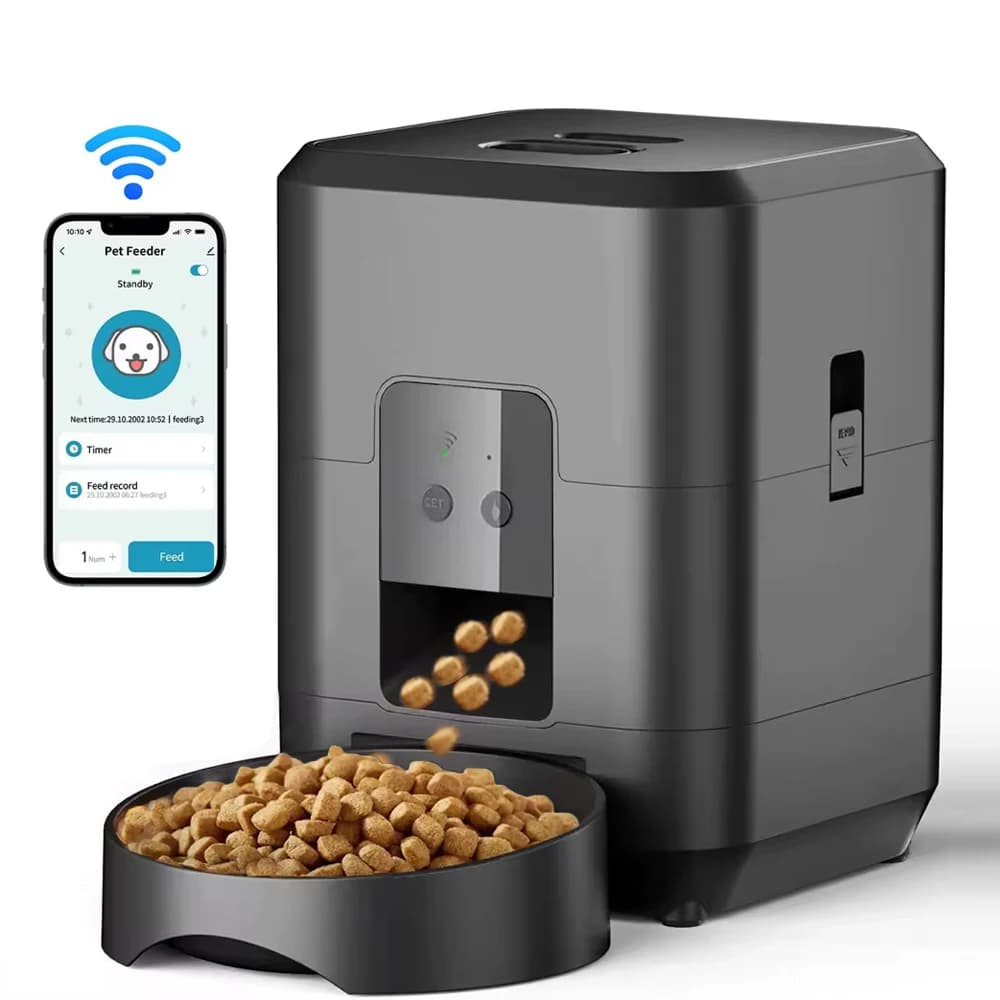 Distributore Automatico di Cibo per Cani e Gatti da 2L, Dispenser di Cibo Secco con Timer e Controllo APP, Ciotola Automatica per Animali Domestici
