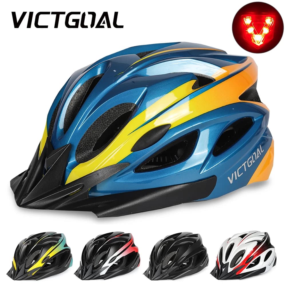 VICTGOAL Adult Bike Helmet Visiera LED Back Light Man Woman Cycling Helmet Road Bike Helmet MTB E-Bike Scotter Copricapo M/L