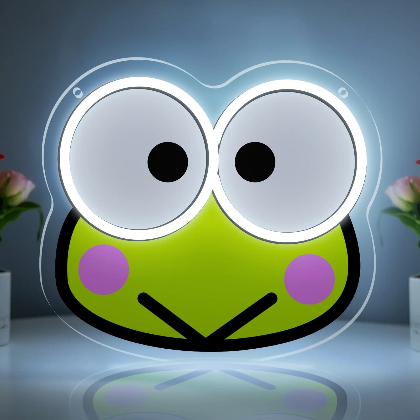 Insegna al Neon Keroppi Rana dagli Occhi Grandi Luce LED al Neon Dimmerabile per Camera da Letto Soggiorno / Sala Giochi Decorazione Regalo di Compleanno per Bambini Alimentazione USB