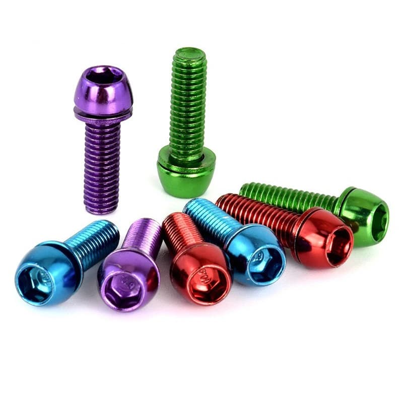 6 Pezzi Viti per Manubrio Bicicletta in Acciaio Inox Placcato Titanio Colorato M5*20MM Viti per Rialzo Manubrio MTB