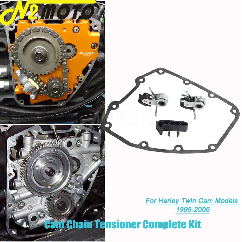 Per Harley Twin Cam accessori moto tendicatena camma Kit completo esterno/interno con guarnizione coperchio guida catena 1999-2006