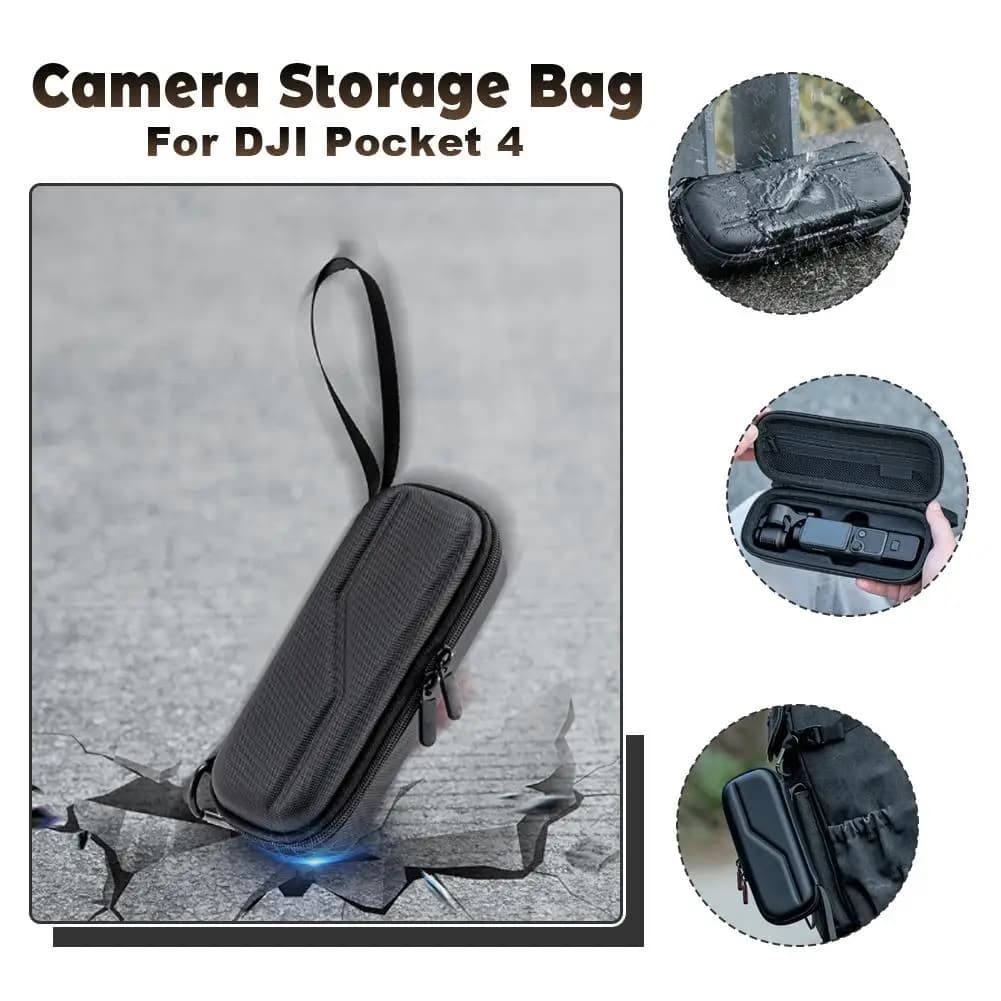 Borsa di Stoccaggio per DJI Pocket4 con Cordino, Tasca a Rete, Resistente alle Cadute e alla Pressione, Custodia Rigida per Fotocamera d'Azione
