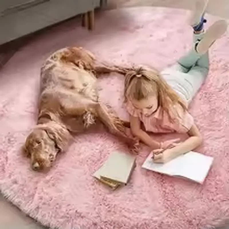 Tappeto rotondo in peluche di lana VIKAMA per soggiorno, cuscino per sedia sospesa, cuscino per divano in camera da letto, decorazione per la casa facile da pulire