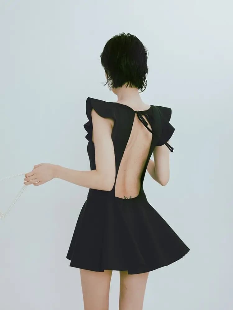 New Women's Summer Indoor Swimwear, Plus Sizes, Casual Style, V Neckline, Backless, Knit Fabric, Ideal for Spas and Beach