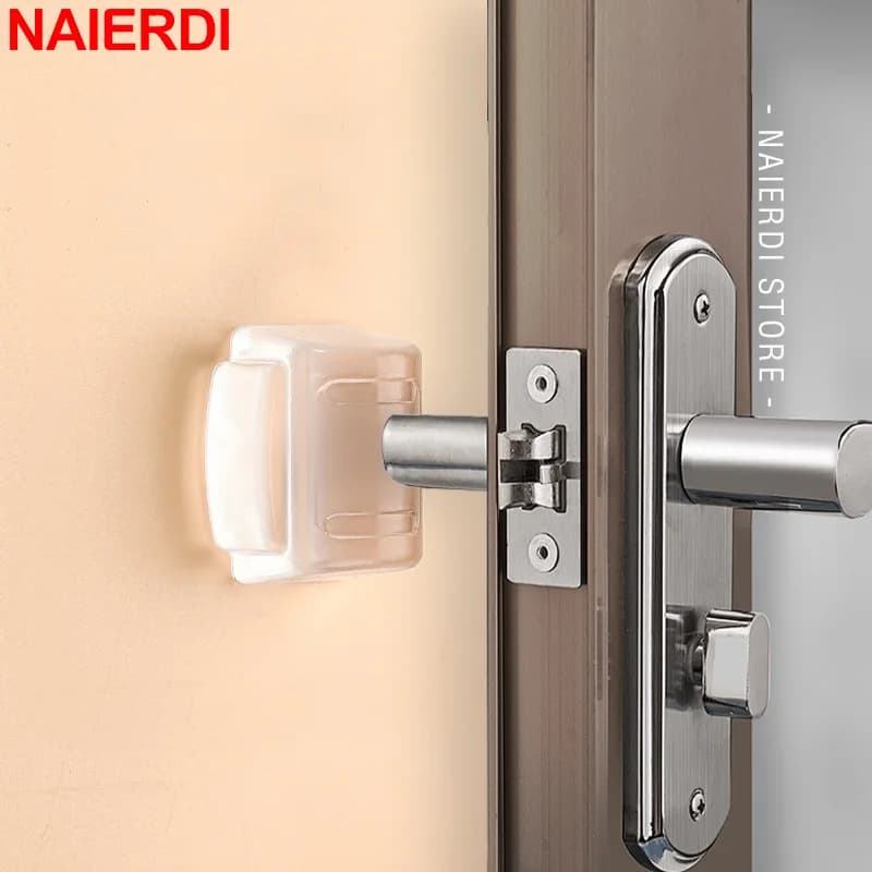 NAIERDI 1/2/4 Pezzi Fermaporta in Plastica Trasparente Protezione da Parete Autoadesiva Anti-Collisione Porta Porta Ferramenta
