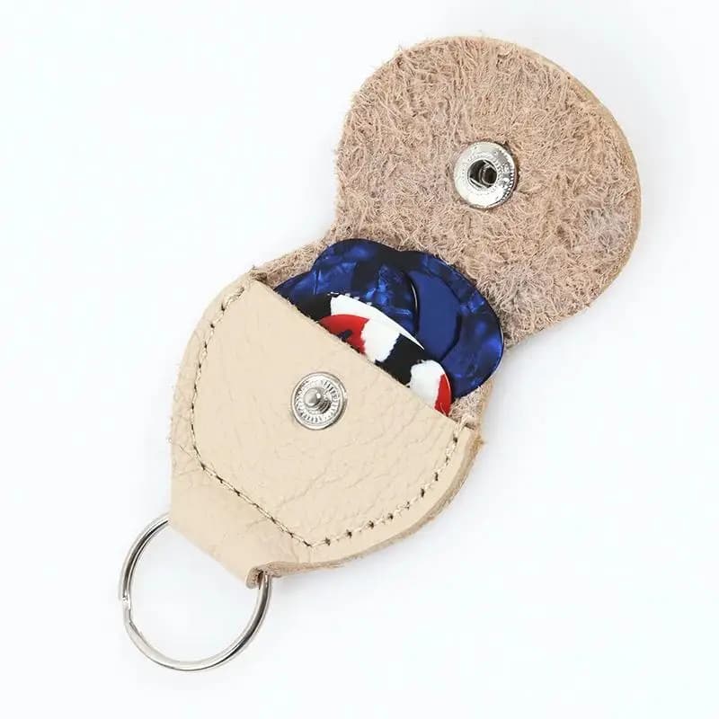 6pcs Guitar Pick Holder PU Leather Guitarra Plectrum Case Bag Keychain Shape Guitar Accessories
