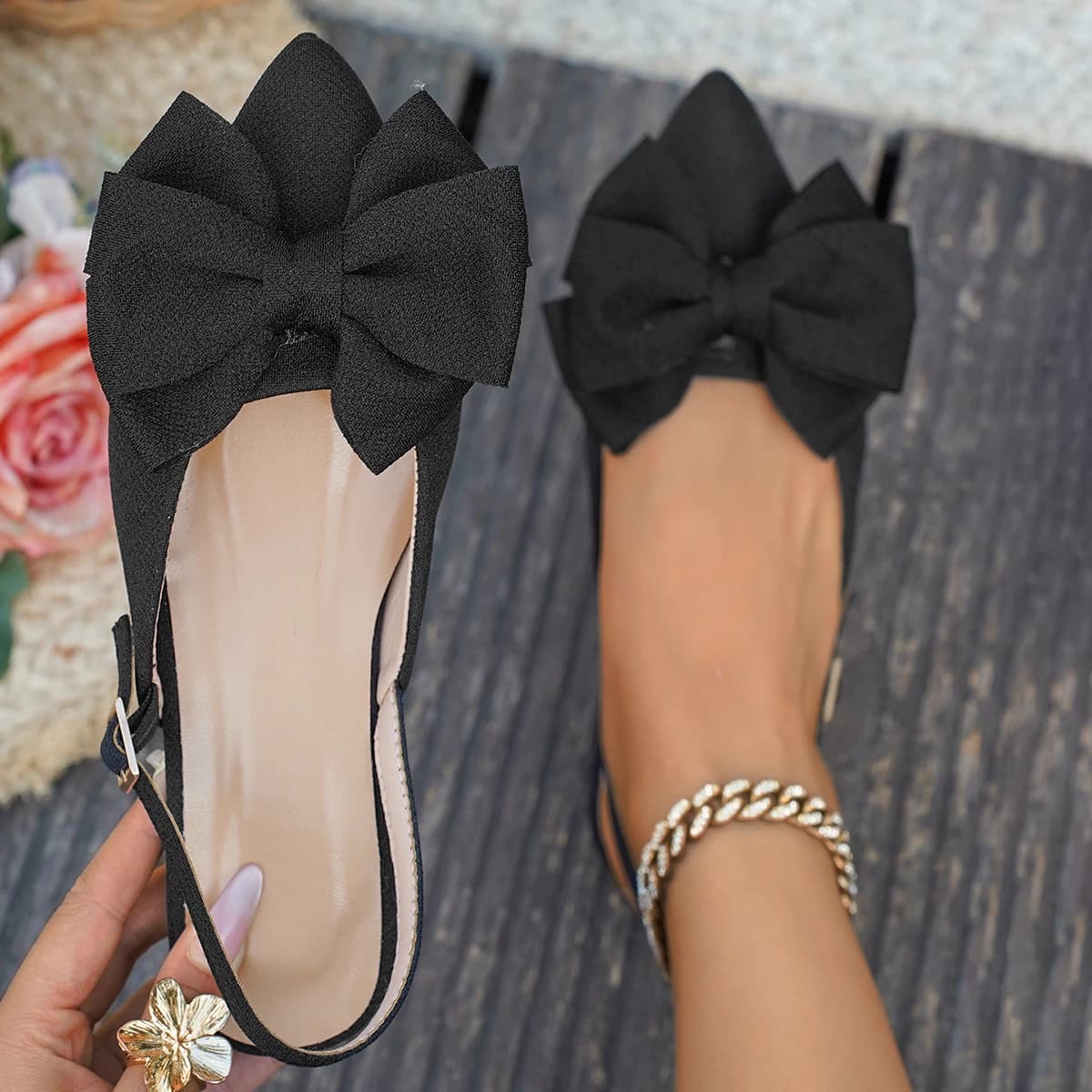 Women Pointed Toe Bow Sandals Party Dress Shoes Slingback Flats Summer Elegant Shoes Ladies Casual Slip On Comfortable Sandals