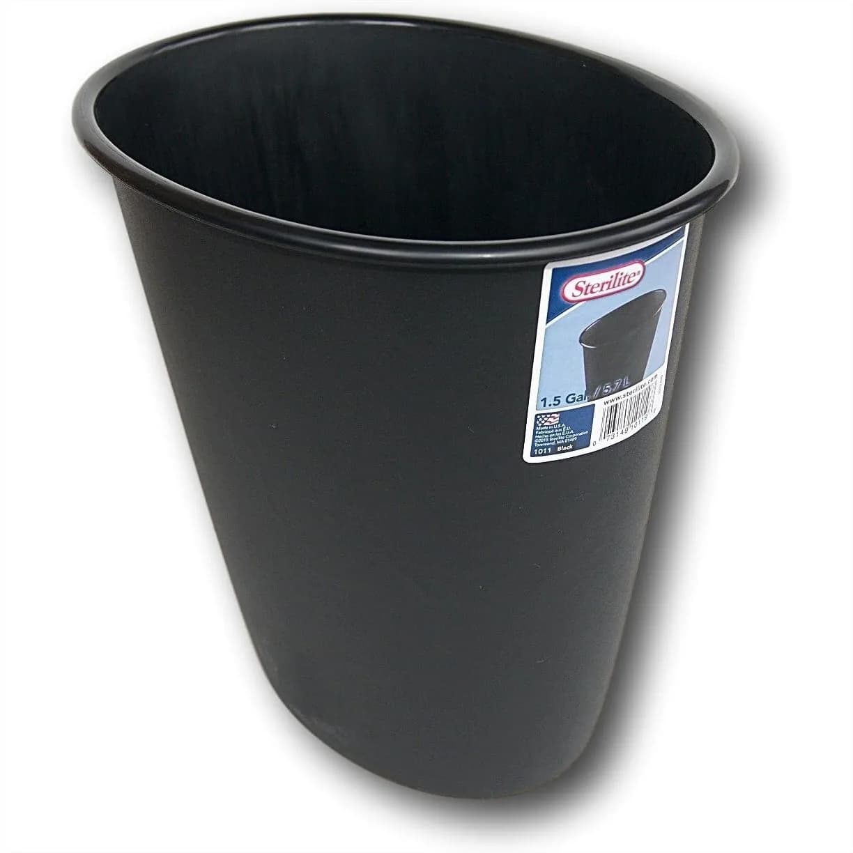 1.5 Gallon Black Oval Wastebasket for Office Bedroom with Plastic Shopping Bag Fit
