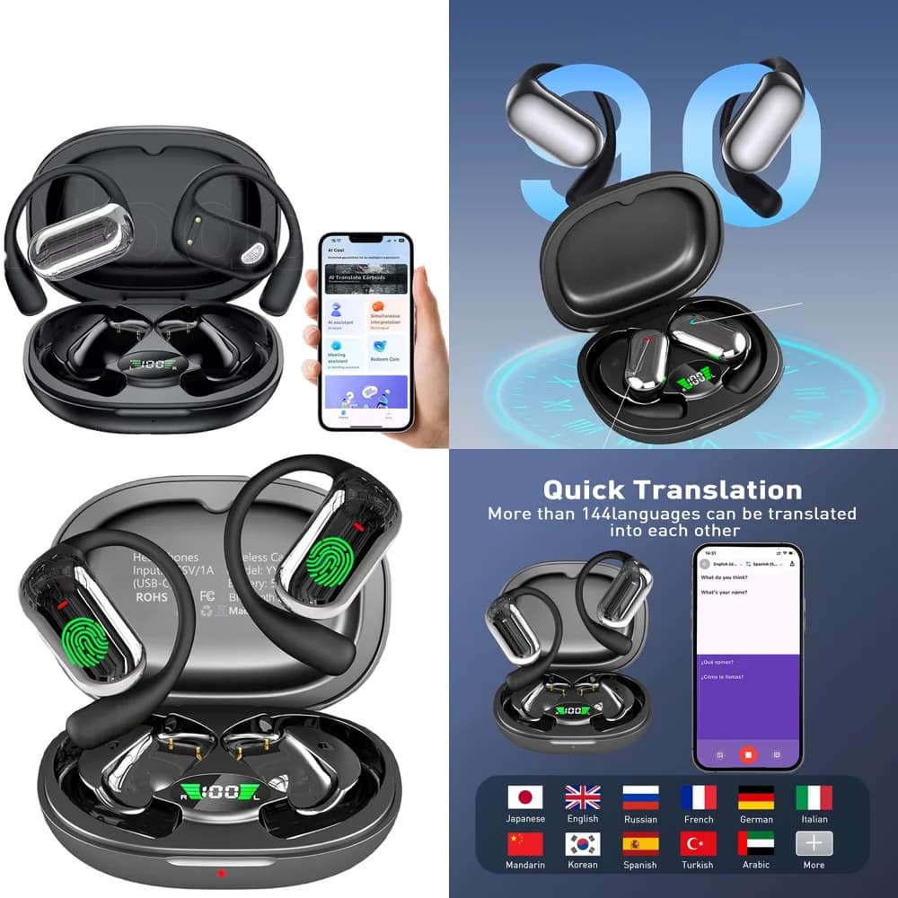 AI Language Translation Headphones Bt 5.4 Real Time Wireless Earbuds with 144 Online Languages Earphone for Travel Trending