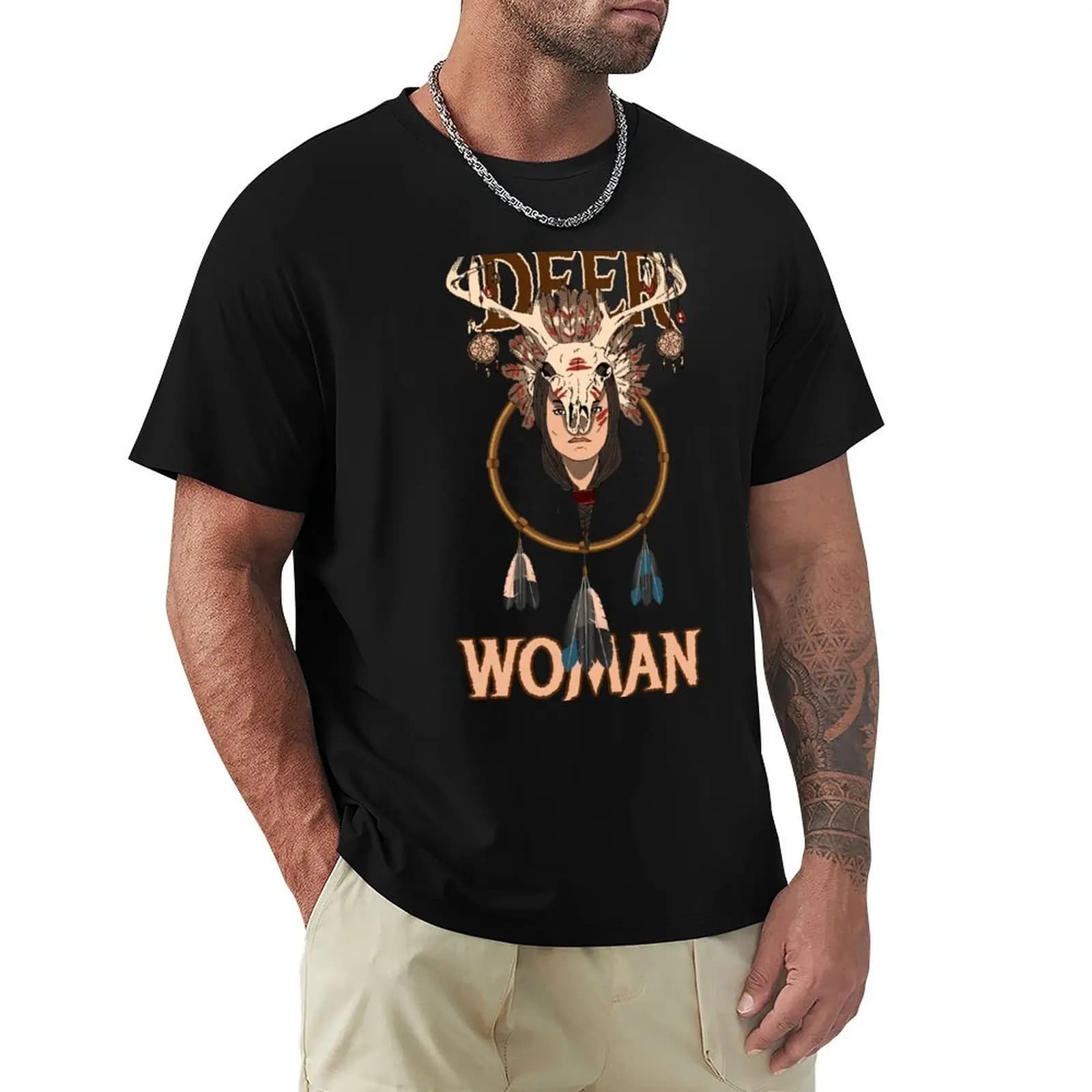 Deer Woman / The Dream Catcher T-Shirt Outdoor Work Short Sleeve Top