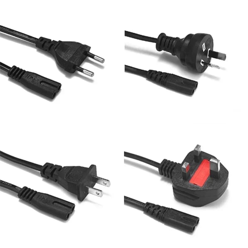 Cavo di alimentazione CA 2 pin IEC C7 Figura 8 Cavo da 1,5 m EU AU UK US Spina di alimentazione per Dell LG Asus Samsung Notebook TV Stampante Xbox One X PS4
