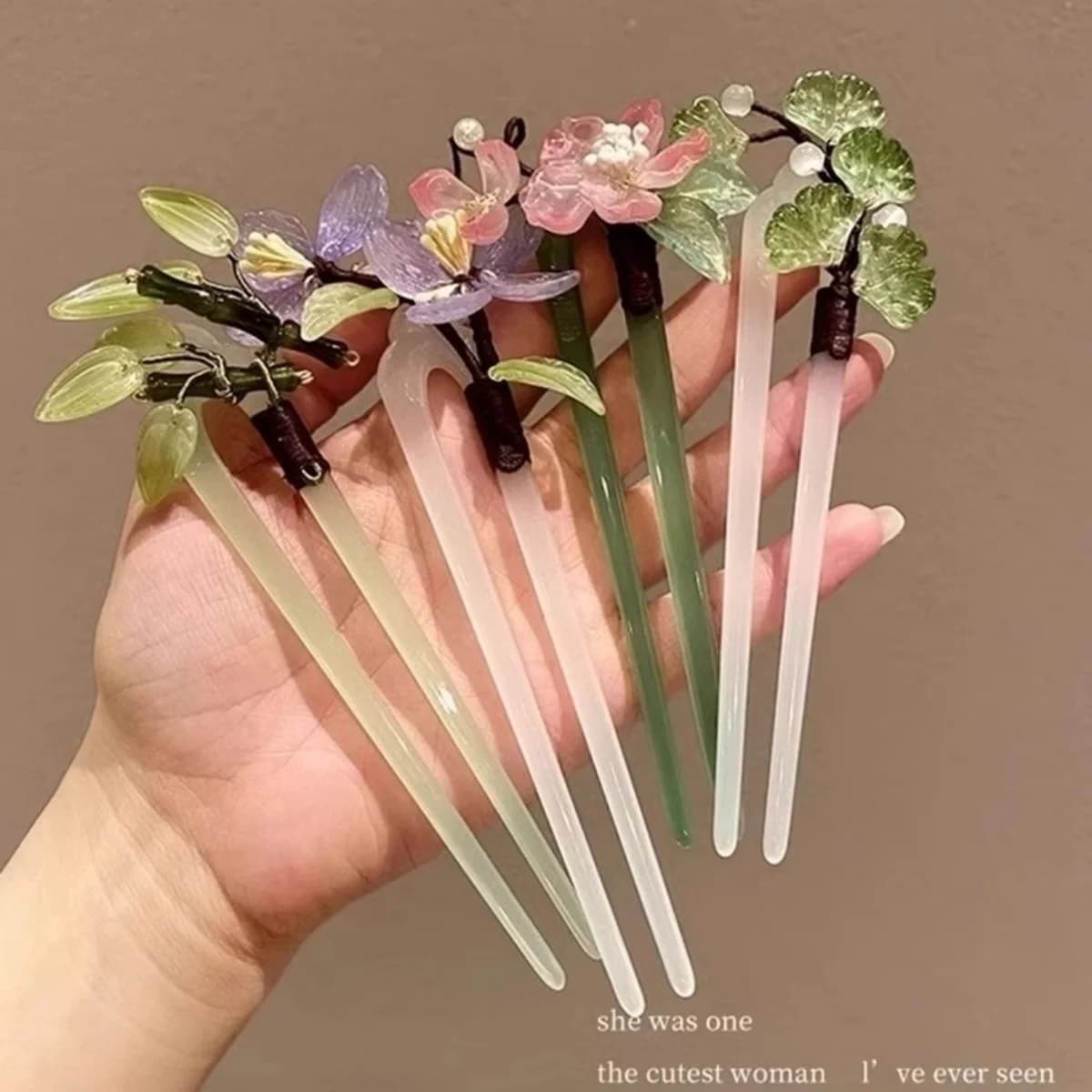 Affascinante forcina a forma di U per le donne Bastone per capelli fiore stile cinese Accessori per capelli moda per ragazze Elegante forcina floreale fata