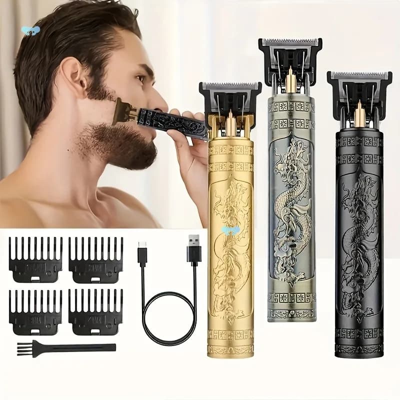 Tagliacapelli Elettrico Professionale T9 2026 per Uomo, Rasoio Ricaricabile da Barbiere, Trimmer per Uomo Drago Buddha