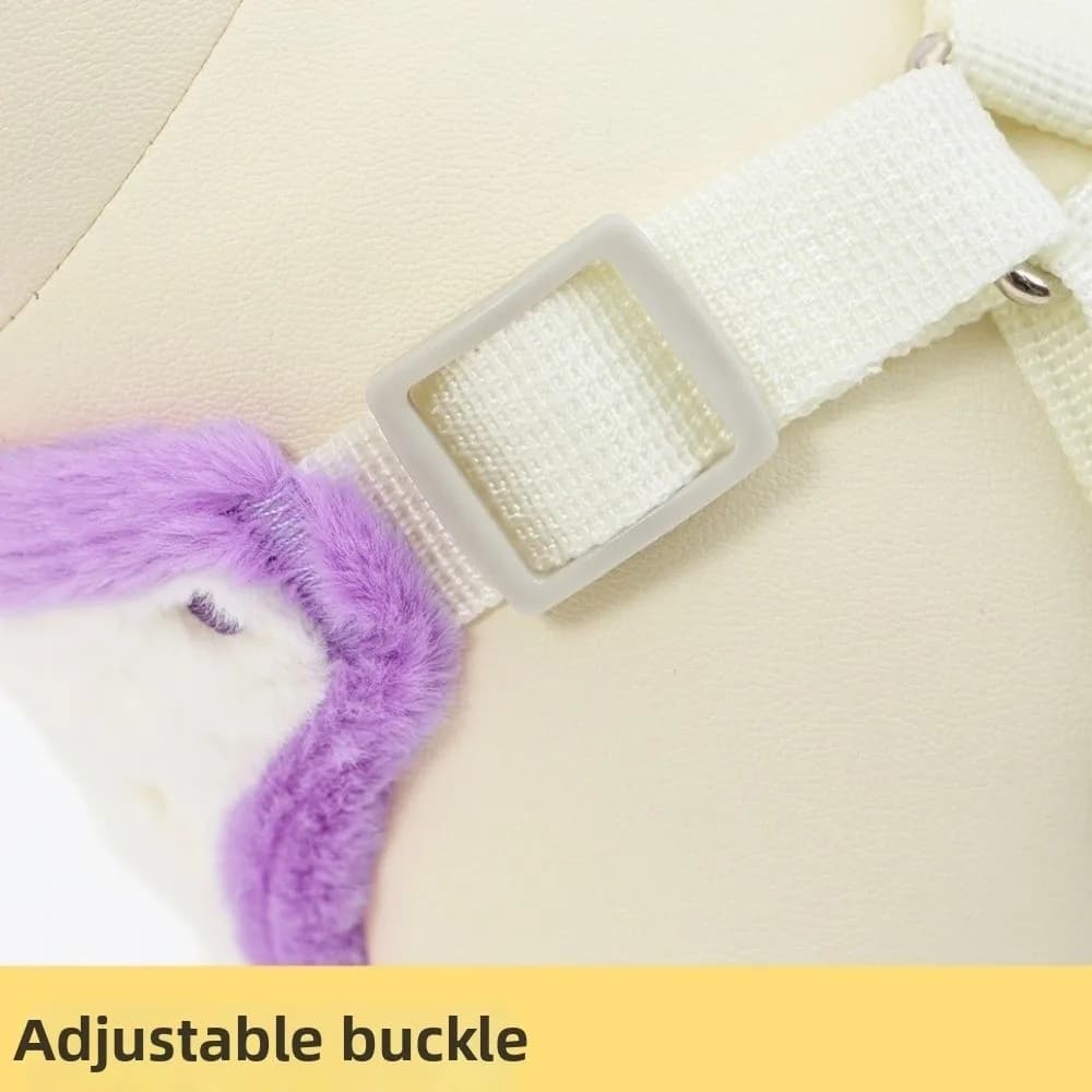 Guinzaglio per cani a doppia testa con design a cartone animato, pettorina in rete traspirante con imbottitura morbida e borsa portaoggetti a forma di patella, per passeggiate e addestramento animali domestici